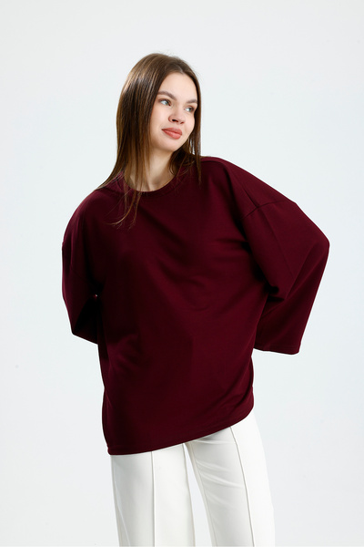 VOICTEC Γυναικείο oversized Modal Fabric Standard Size Ισπανικό μπλουζάκι με μανίκια