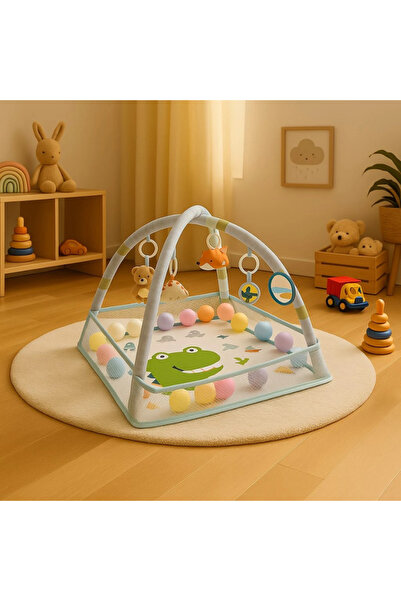 LUDIRO Baby Activity Center with Dinosaurs, 75x75x52 Cm, With Removable Toys, + 0 Months