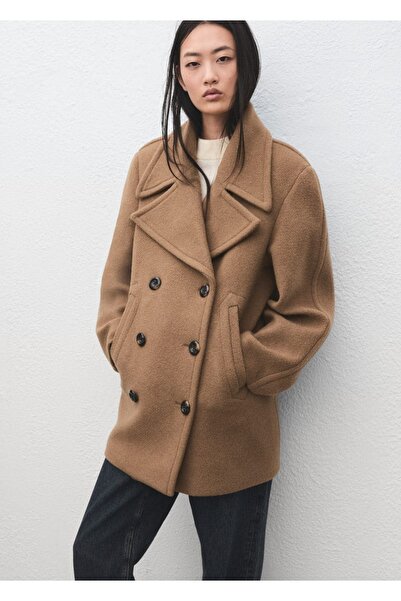 MANGO Woman Manteco yünü kruvaze palto