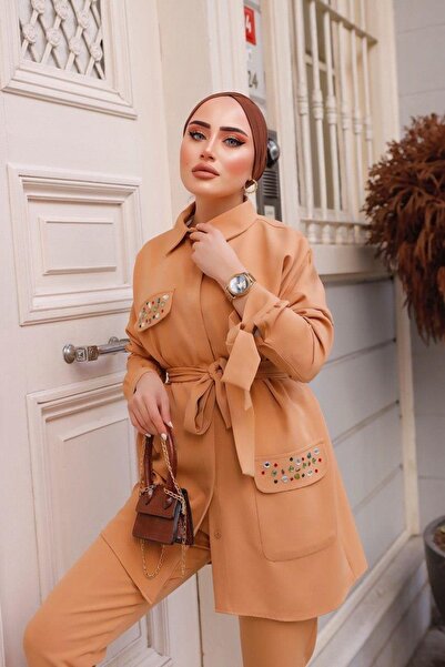 comstar Kadın Belden Bağlamalı Cep Taşlı Takım