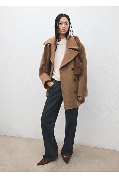 MANGO Woman Manteco yünü kruvaze palto