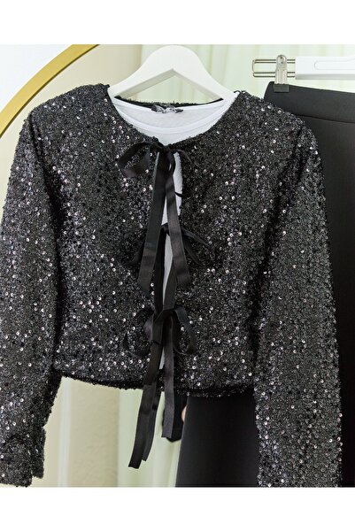 Modamorfo Sequin Sequined Jacket and Flared Skirt Set