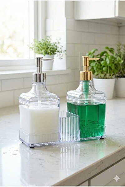 Kırmızı Beyaz Home Plastik İkili Standlı Sıvı Sabunluk – Banyo ve Mutfak Tezg...