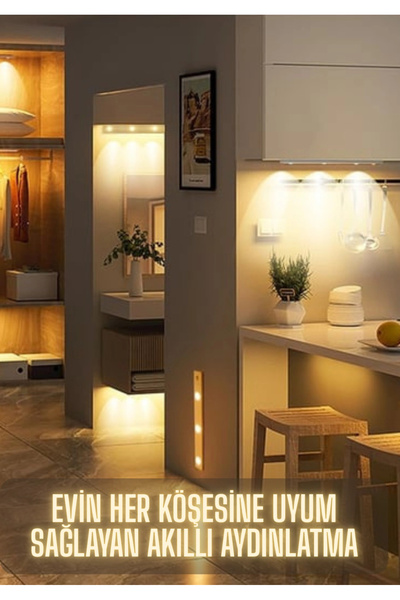 edewatt Sensörlü Şarjlı Dekoratif Gece Lambası Mutfak Mıknatıslı 3 Farklı Işık Renk 40cm ŞERİT LED