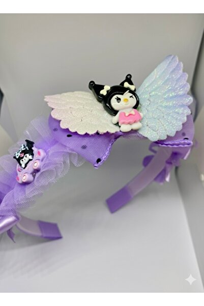 shop Kız Çocuk Kuromi Figürlü Simli Kanatlı Kurdeleli Mor Renk Tüllü Taç 1 Adet