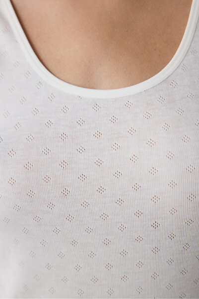 Penti White Front Bow Thick Strap Thermal Undershirt