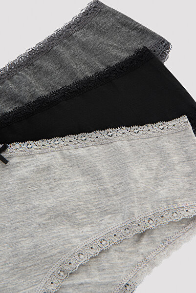 Penti Повсякденні мереживні бавовняні трусики 3 сірі хіпстерські