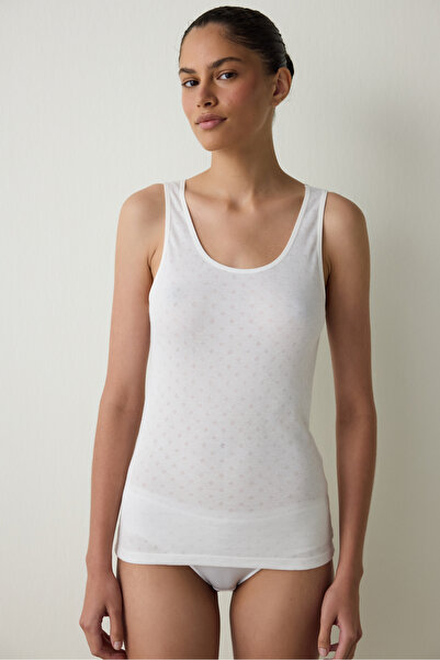 Penti White Front Bow Thick Strap Thermal Undershirt