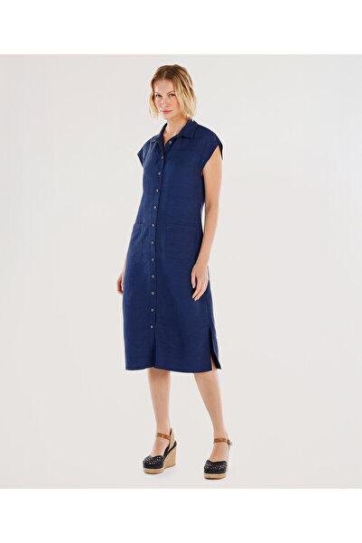 Yargıcı Kolsuz Midi Boy Gömlek Elbise