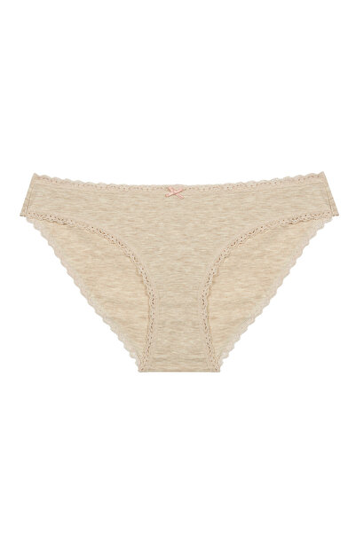 Penti Denní krajkové 3dílné bavlněné béžové slipové kalhotky