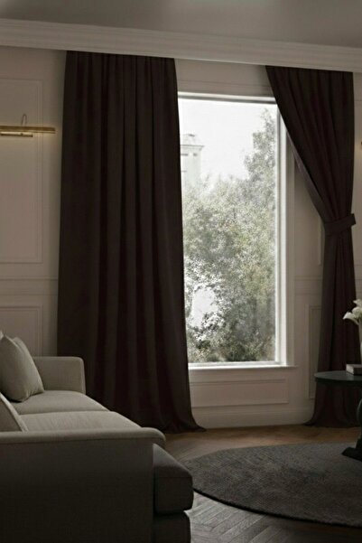 PEREN HOME Blackout Curtain Lightproof Brown Extrafoam Drawstring