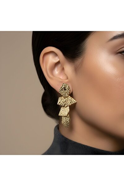 Snartun أقراط ذهبية ذات ملمس هندسي - لمسة جريئة وعصرية |   أناقة متألقة I مع ...