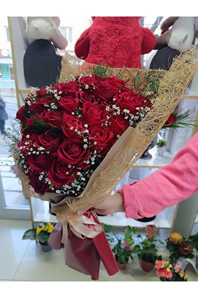 Melodies Gelin Buketi Gerçek Görünümlü Yapay Kadife Gül Kız İsteme Buketi 41'...