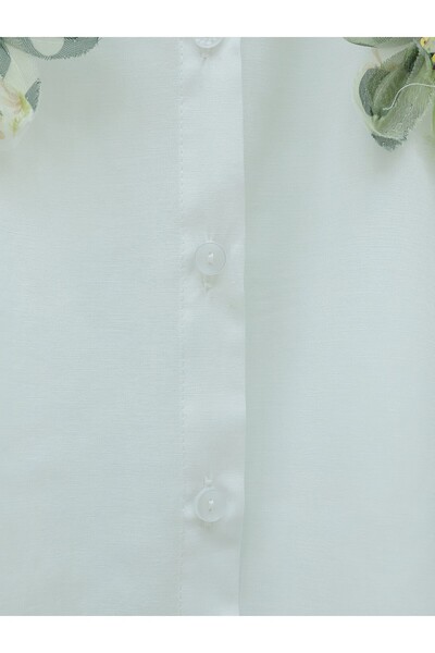 Modamorfo Sequin Floral Detailed Buttoned Shirt - Khaki