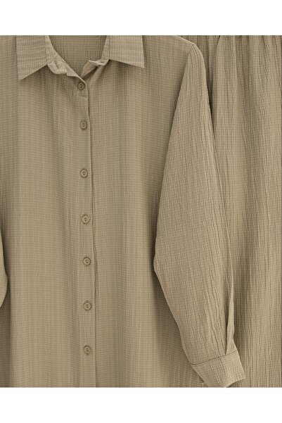 Modamorfo Buttoned Long Pants Crinkle Set - Mink