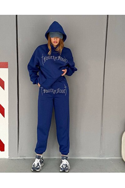 OTAKU Set de hanorace oversize unisex cu glugă brodate cu piatră