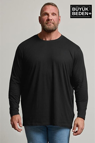 Superlife Ανδρικό μακρυμάνικο μπλουζάκι με λαιμόκοψη 2 κλωστών σε μεγάλο μέγεθος