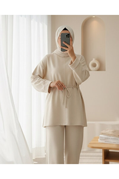 Modamorfo Compact Combed Cotton Tunic with Layered Sleeves, Tie Waist and Sli...