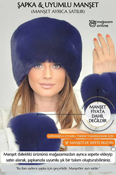 Mağazam Online Sötétkék plüss SZÍV KAPCS | Műszőrme téli női sapka újév, újévi ajándék