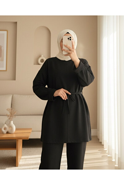 Modamorfo Tunica compactă din bumbac pieptănat cu mâneci cu volane, talie leg...