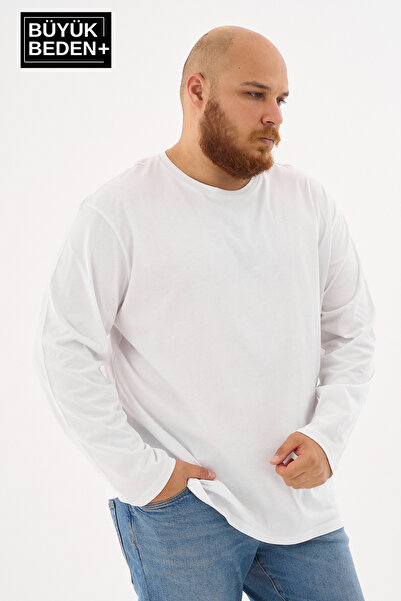 Superlife Ανδρικό μακρυμάνικο μπλουζάκι με λαιμόκοψη 2 κλωστών σε μεγάλο μέγεθος