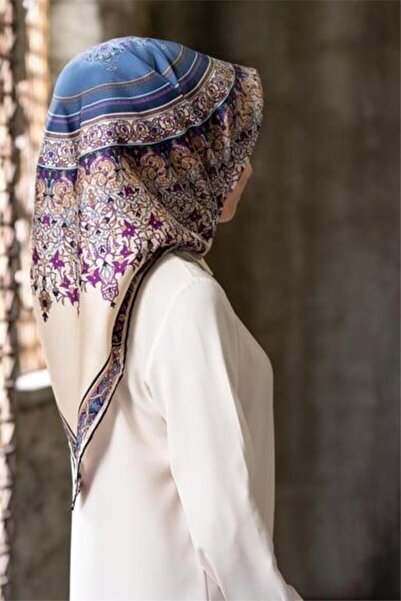 Vissona Шовковий шарф з твілу 17547 - 8 - 0031 Синьо-блакитний етнічний візерунок