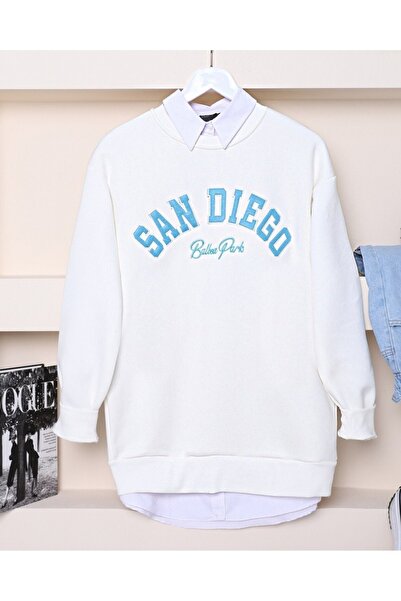 Modamorfo Світшот з вишивкою, 3 нитки - Екрю