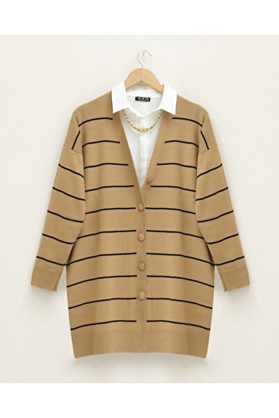 Modamorfo Buttoned Long Knit Cardigan - Mink