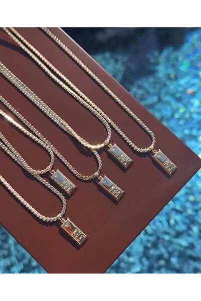 MODA 14K Gold Renk Çelik Külçe Uçlu Yılan Zincir Kolye (60 cm) – Kararmayan Premium Çelik