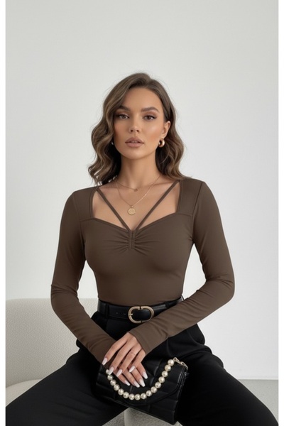 ns nirvana secret Γυναικεία μπλούζα με μακριά μανίκια λεπτομέρεια με σούρες