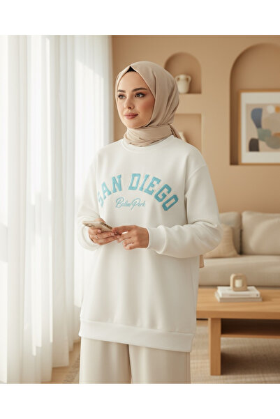 Modamorfo Світшот з вишивкою, 3 нитки - Екрю