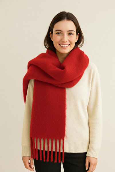 Bermody Παχύρρευστο κόκκινο μαλακό υφής Πρωτοχρονιάτικο δώρο Γυναικείο κασκόλ Σάλι ώμου 50x190 εκ.