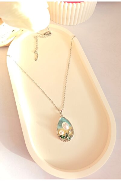 MİLUNXTE Enamel Necklace - Steel Enamel Necklace - Pearl Enamel Necklace