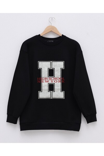 Modamorfo Front Embroidered Crew Neck Sweat Tunic