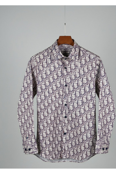 YusGos Long Sleeve Cotton Easy Iron Letter Print Regular Fit Premium Men's Shirt Burgundy 3XL