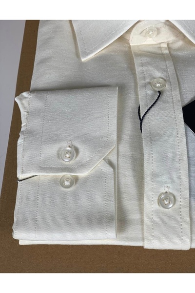 YusGos Long Sleeve Cotton Easy Iron Oxford Regular Fit High Quality Premium Men's Shirt Cream m