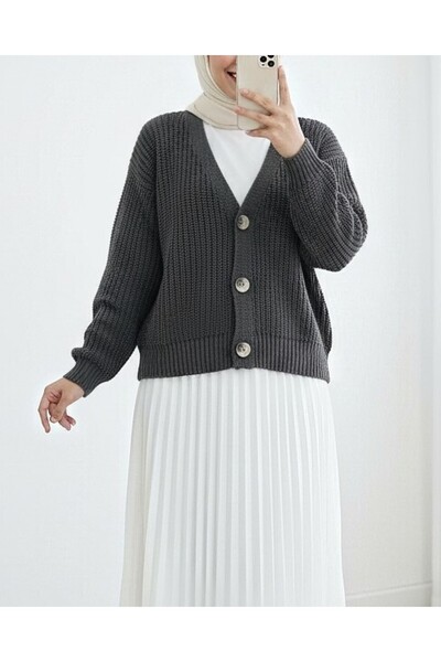 Modamorfo В'язаний кардиган з ґудзиками - антрацит