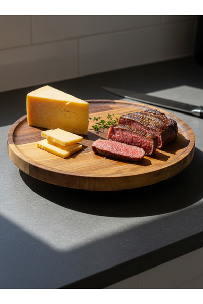 DECOVIBE Doğal Iroko Ahşap Sunum Tahtası Şarküteri Tabağı