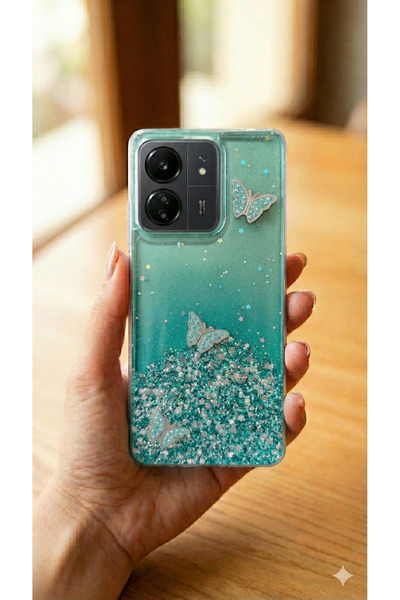 Rivor غطاء حماية لهاتف شاومي ريدمي 13C وبوكو C65 مع نمط فراشة بارز ولامع وغطا...