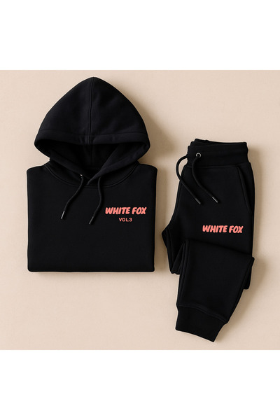 YusGos Unisex Girls/Boys Cotton Hooded White Fox Printed High Quality Tracksuit Set (3-15 Years) Si