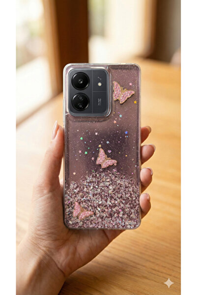 Rivor غطاء حماية لهاتف شاومي ريدمي 13C وبوكو C65 مع نمط فراشة بارز ولامع وغطا...