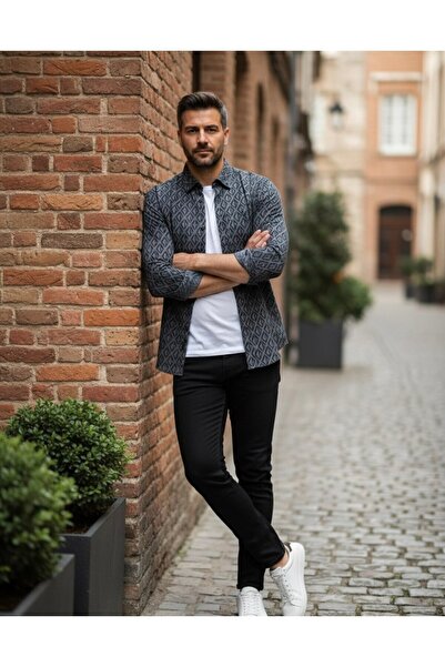 YusGos Men's Regular Fit Cotton High Quality Winter Lumberjack Shirt Smoked L