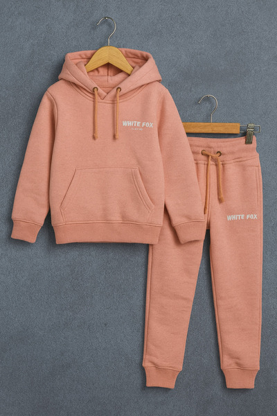 YusGos Unisex Girls/Boys Cotton Hooded White Fox Printed High Quality Tracksuit Set (3-15 Years) Pe