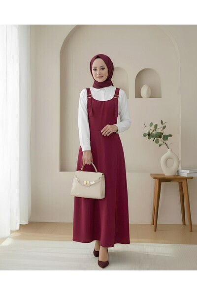 Modamorfo Yarım Fermuarlı Gabardin Jile -Bordo