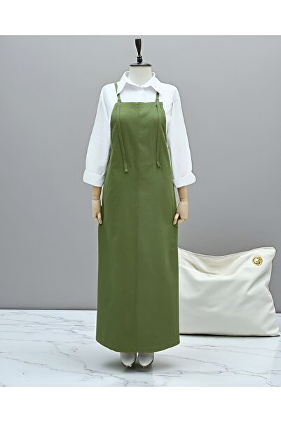 Modamorfo Gabardine Gilet Dress with Strap - Khaki