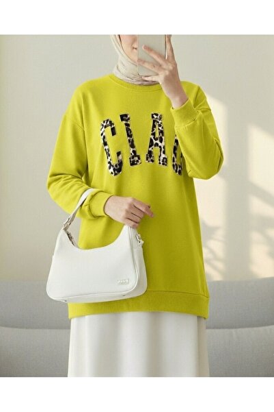 Modamorfo Round Neck Embroidered Sweatshirt - Oil Green