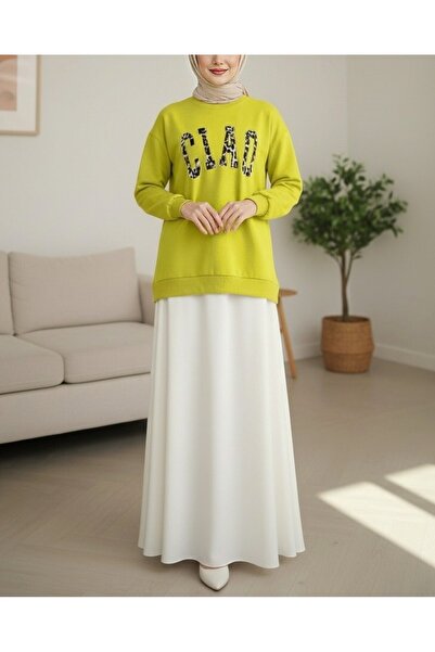 Modamorfo Round Neck Embroidered Sweatshirt - Oil Green