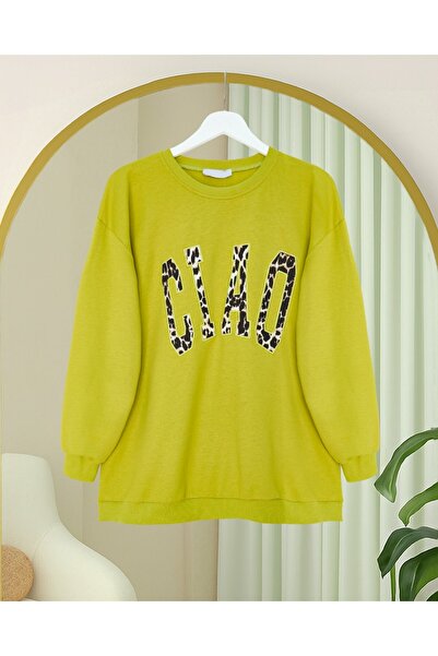 Modamorfo Round Neck Embroidered Sweatshirt - Oil Green