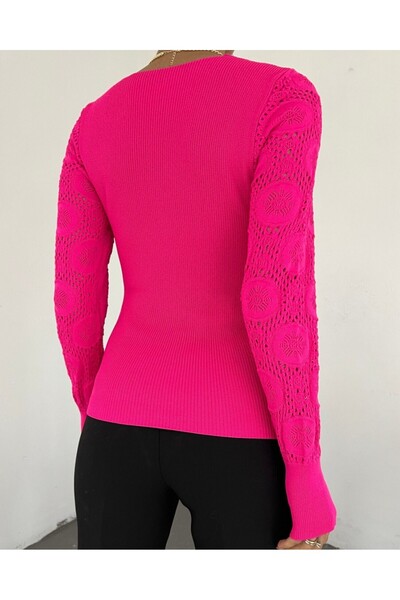 Modamorfo Δαντέλα πλεκτά μανίκια Πλεκτά μπλούζα με τετράγωνο λαιμό