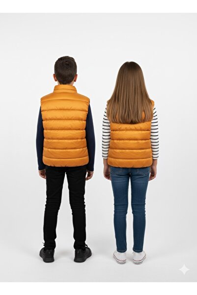 YusGos Unisex Baby Girl/Boy Waterproof Inflatable Padded Vest with Zipper Pockets (2-15 Years) Yellow 4 Years